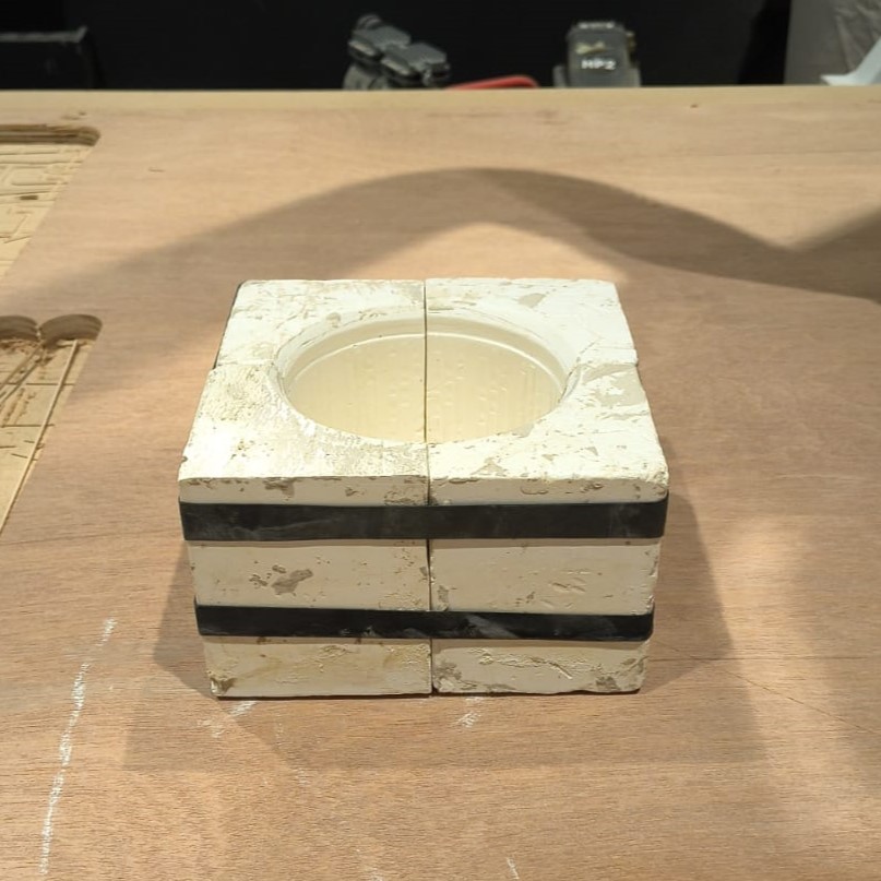 All four completed gypsum mold sections
