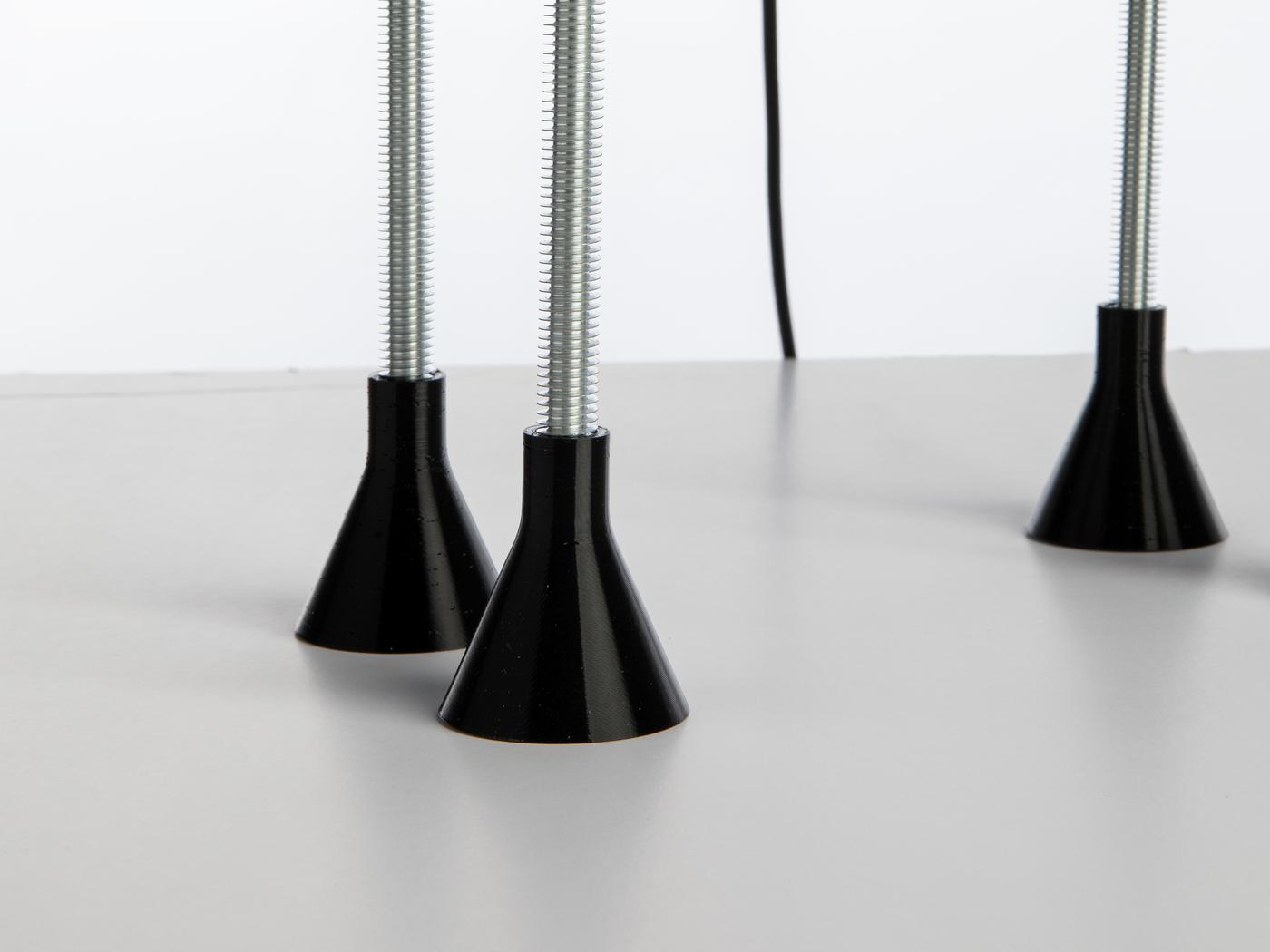 3D-printed TPU leg protectors with threaded rods