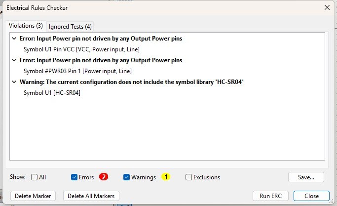 ERC results in KiCad