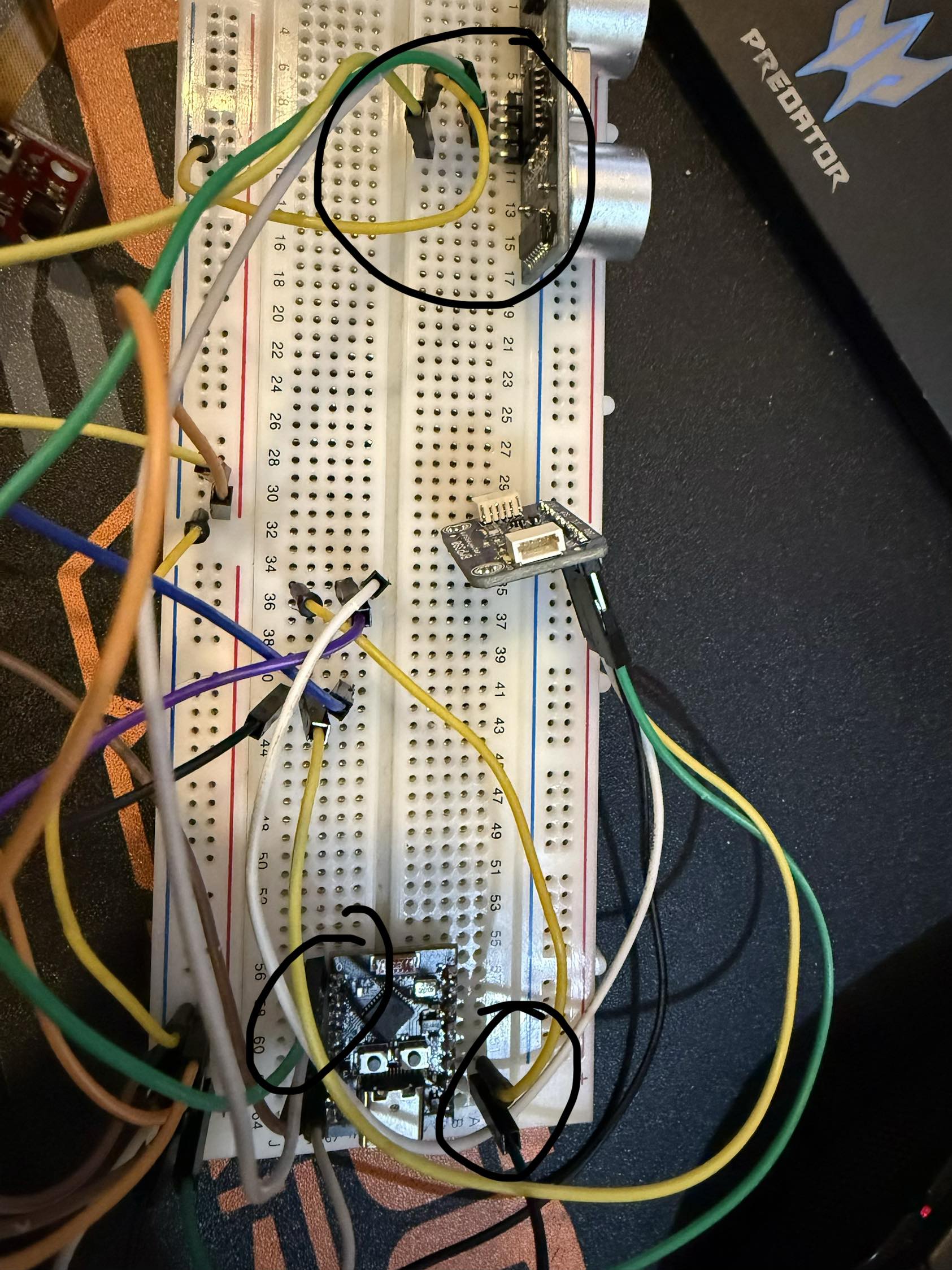 Wiring overview of board and sensor