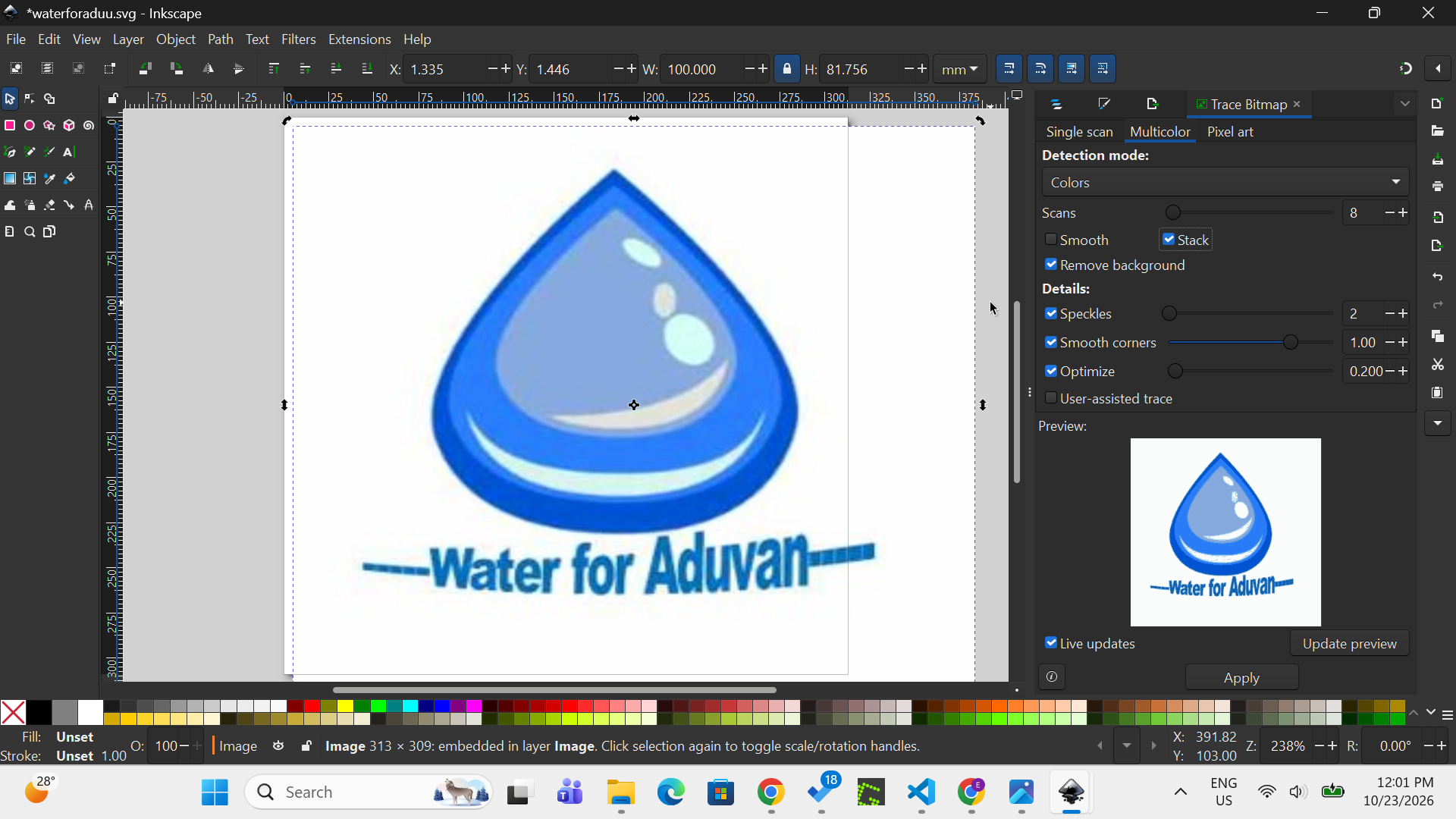 Tracing the logo using multiple colours