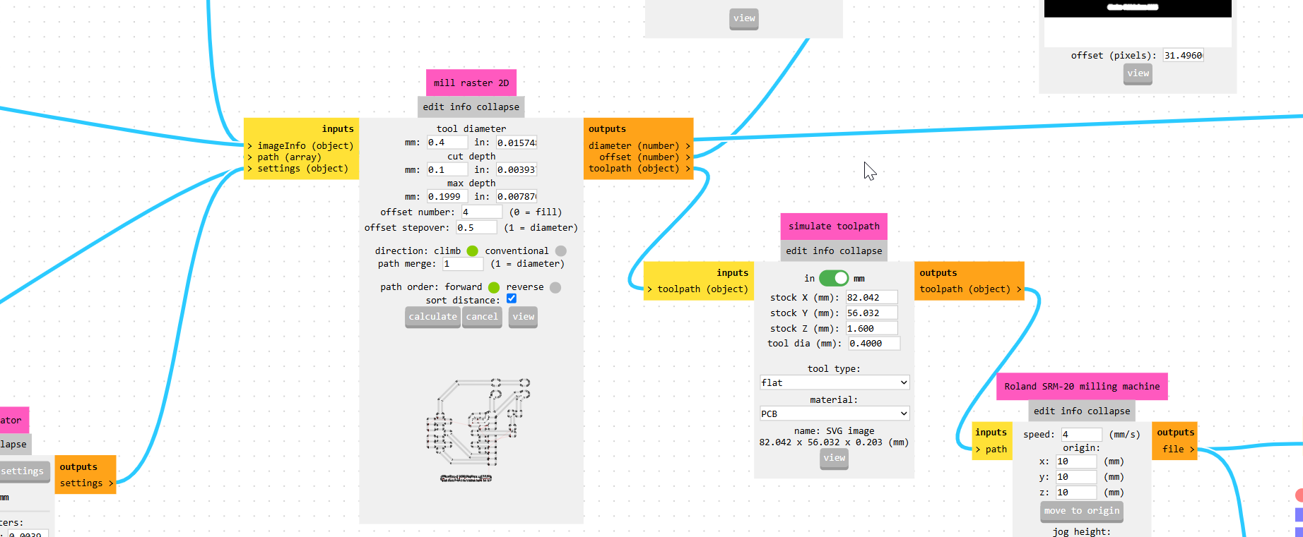 Trace toolpath parameters