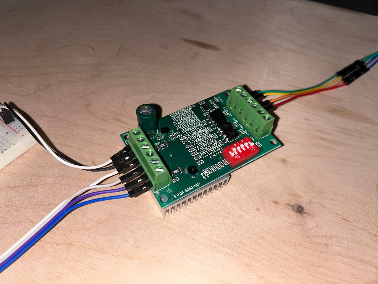 TB6560 stepper motor driver with all wiring connected