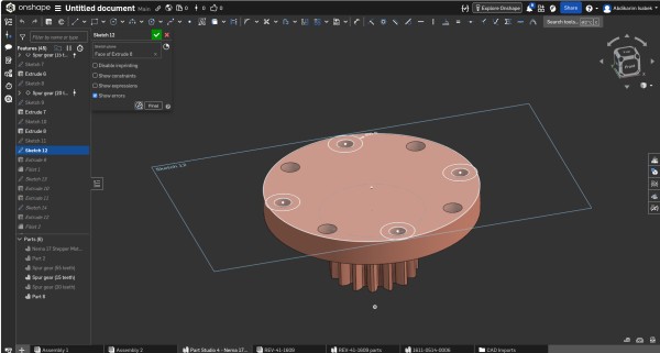 Sketch 1 on Nema 17 motor — primary reference dimensions Ø5 shaft and Ø60 body