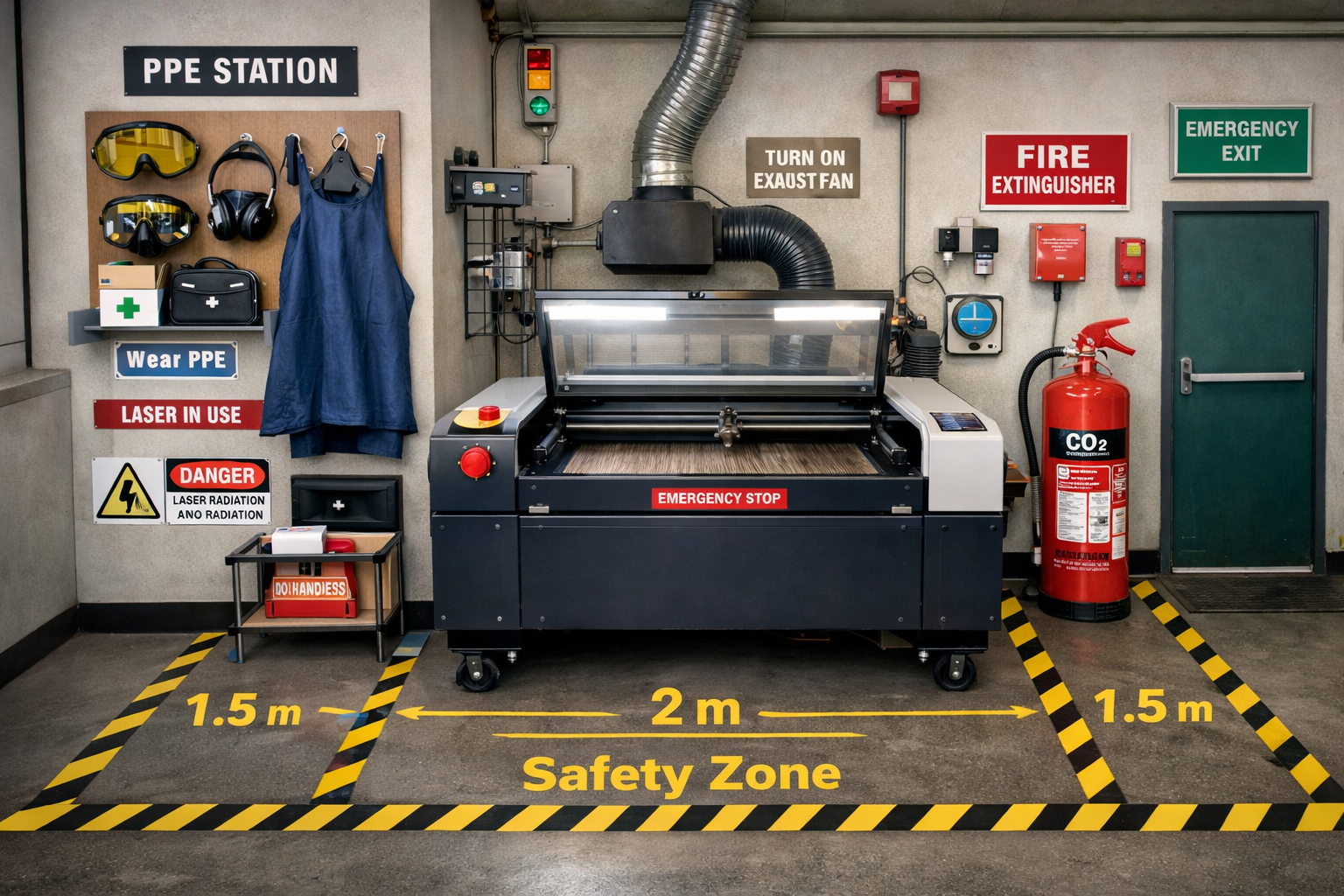 AI safety diagram for laser cutting area