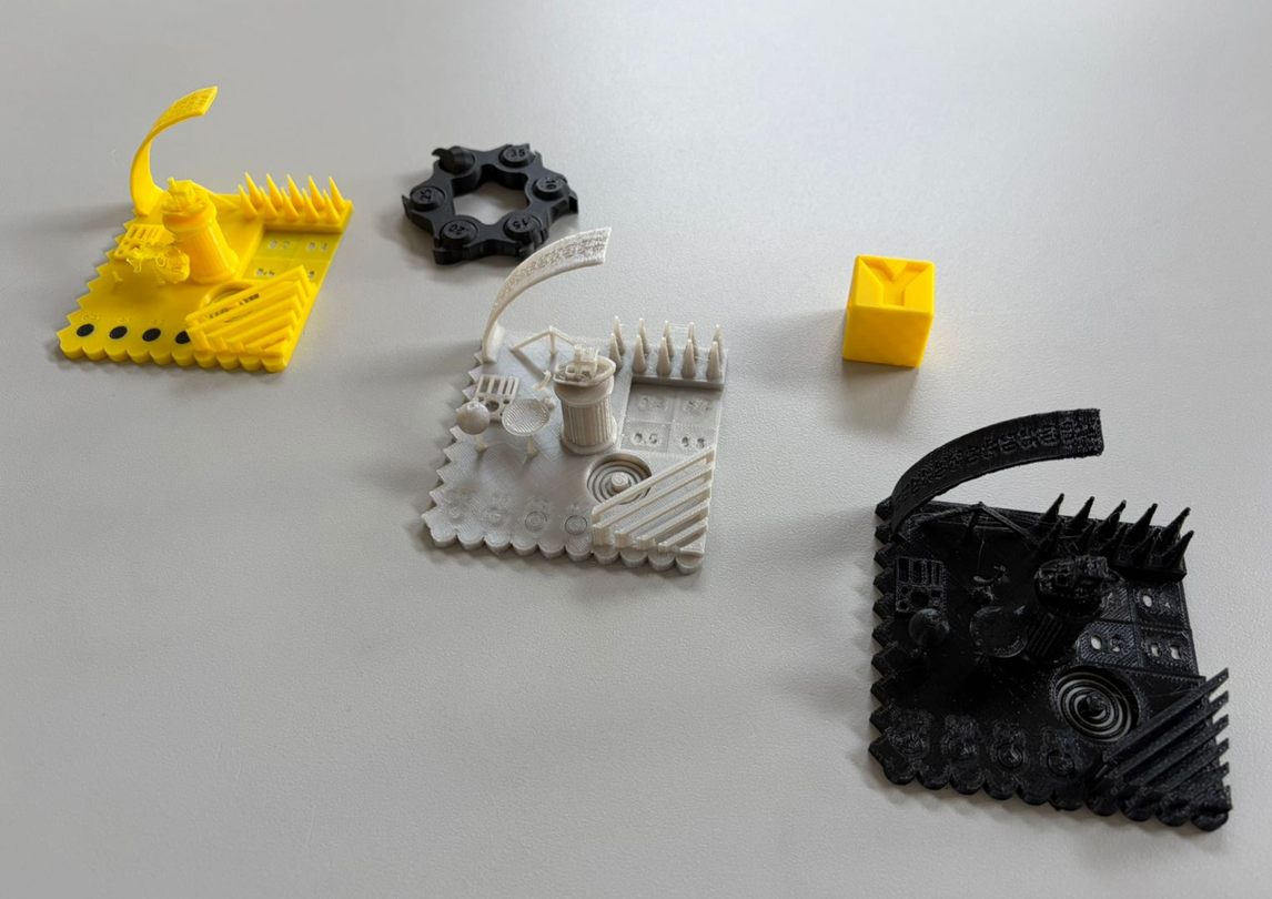 All printed test parts together