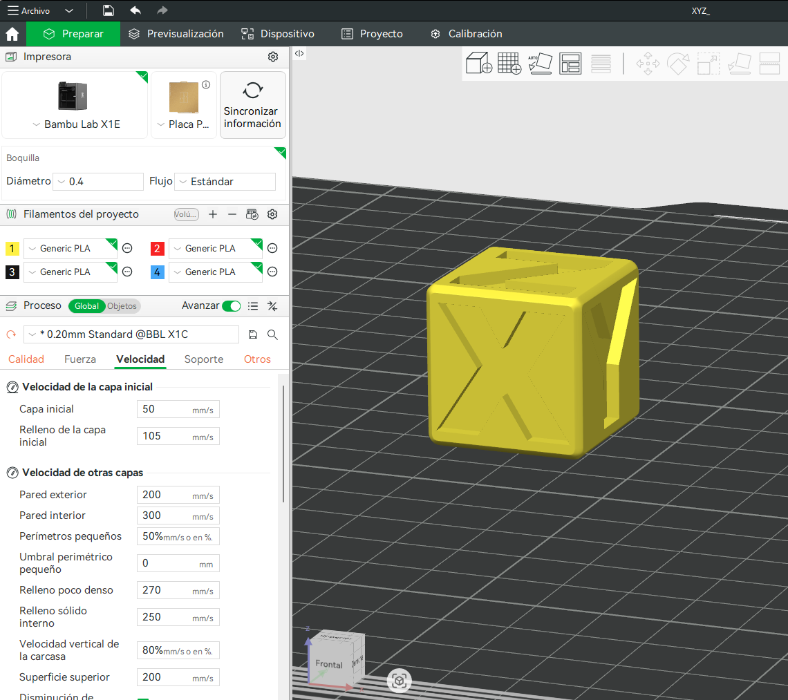 Bambu Studio XYZ calibration cube