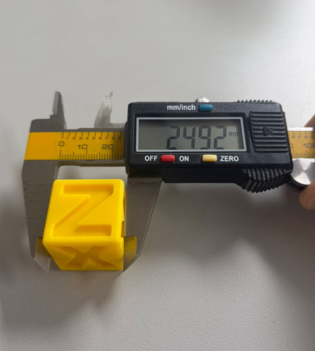 XYZ cube measured with caliper