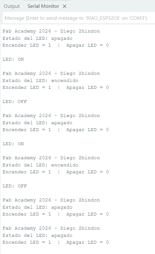 Serial monitor interaction with XIAO