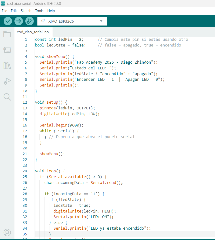 XIAO communication code in Arduino IDE