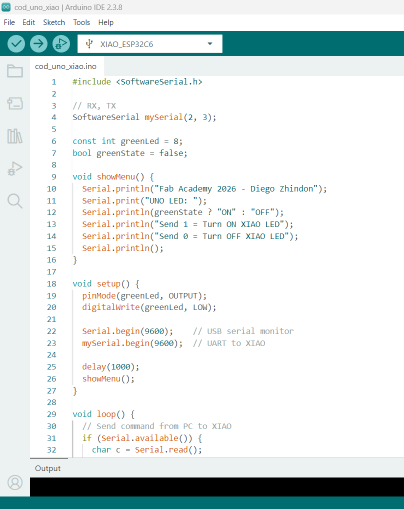 Arduino UNO communication code in Arduino IDE