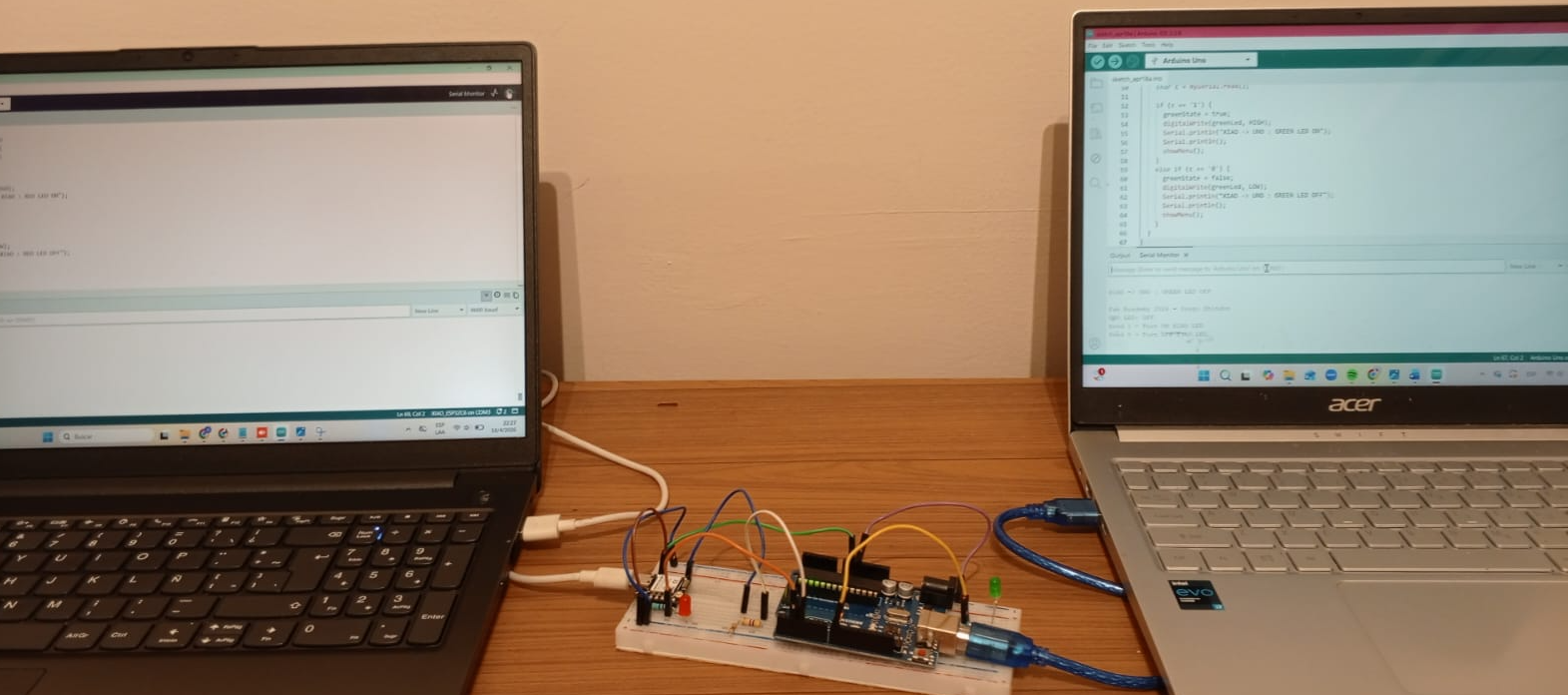 Two computers and full circuit for UART communication