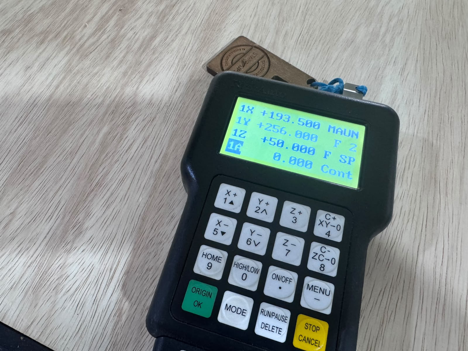 CNC controller axis position screen