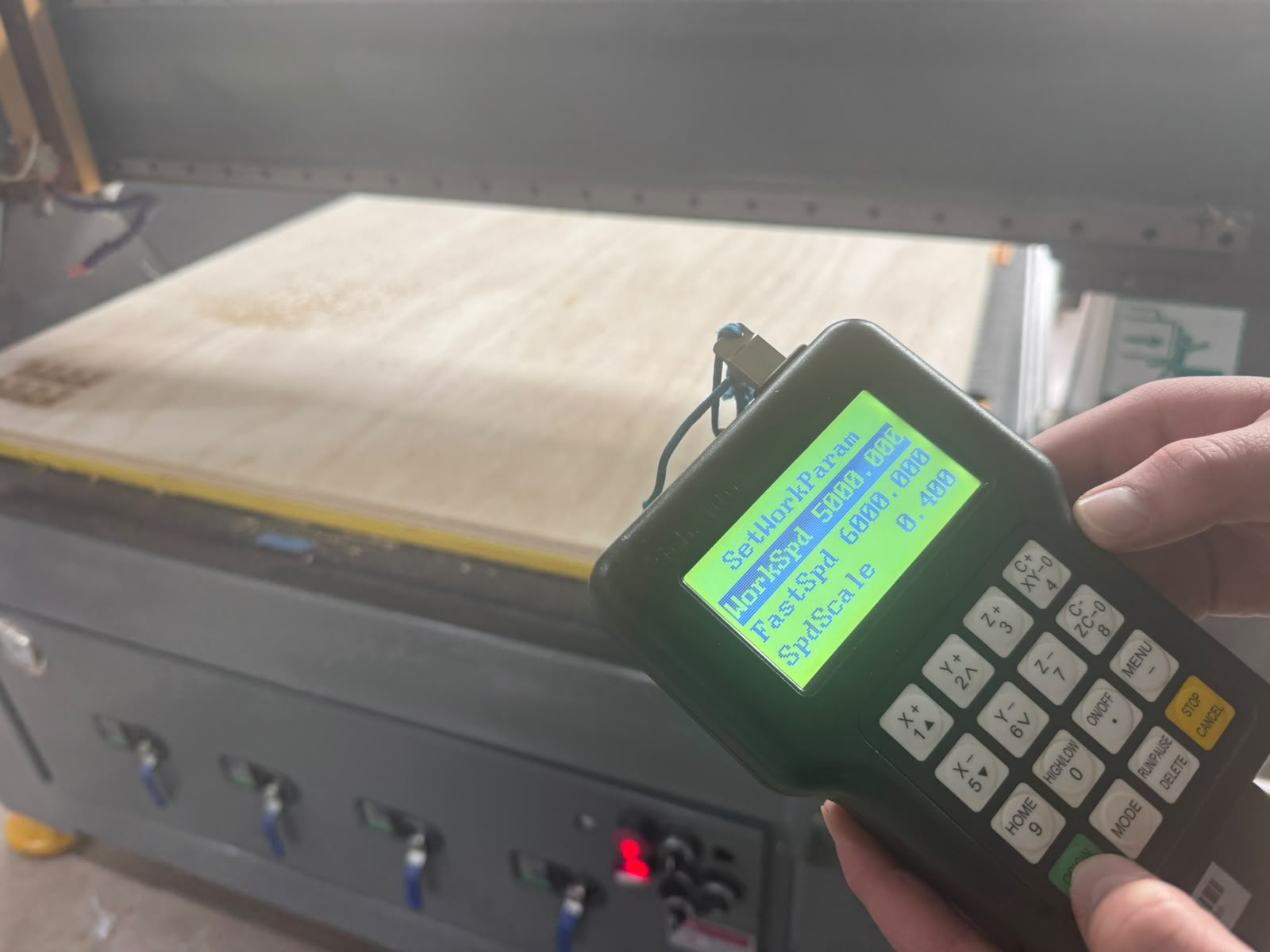 CNC controller work parameter setup