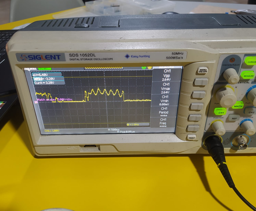 Oscilloscope capture of Sharp sensor analog output signal