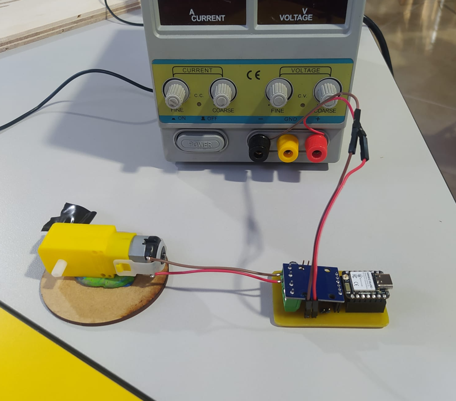 PCB with XIAO ESP32-C6, L9110S driver, motor and LED