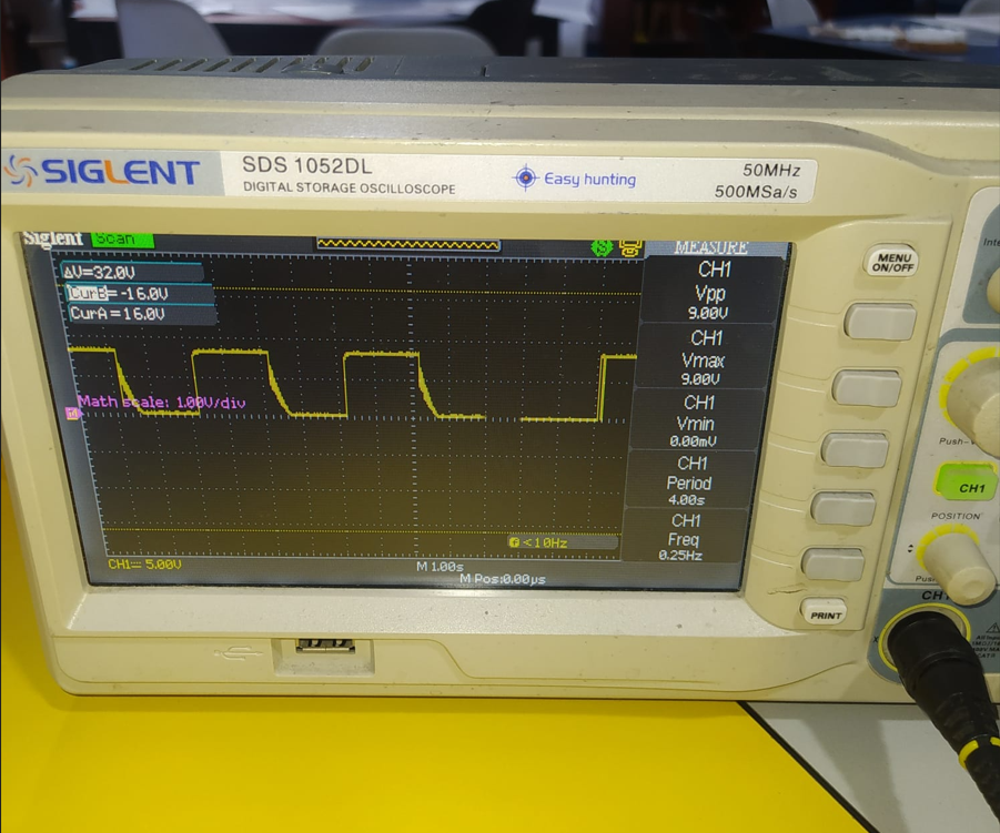 Oscilloscope waveform when turning the motor on and off