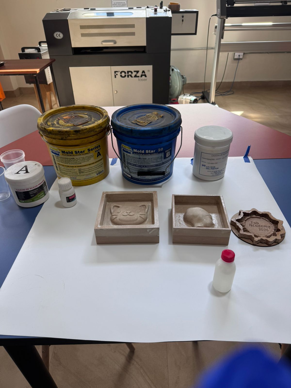 Molding and casting materials arranged for comparison