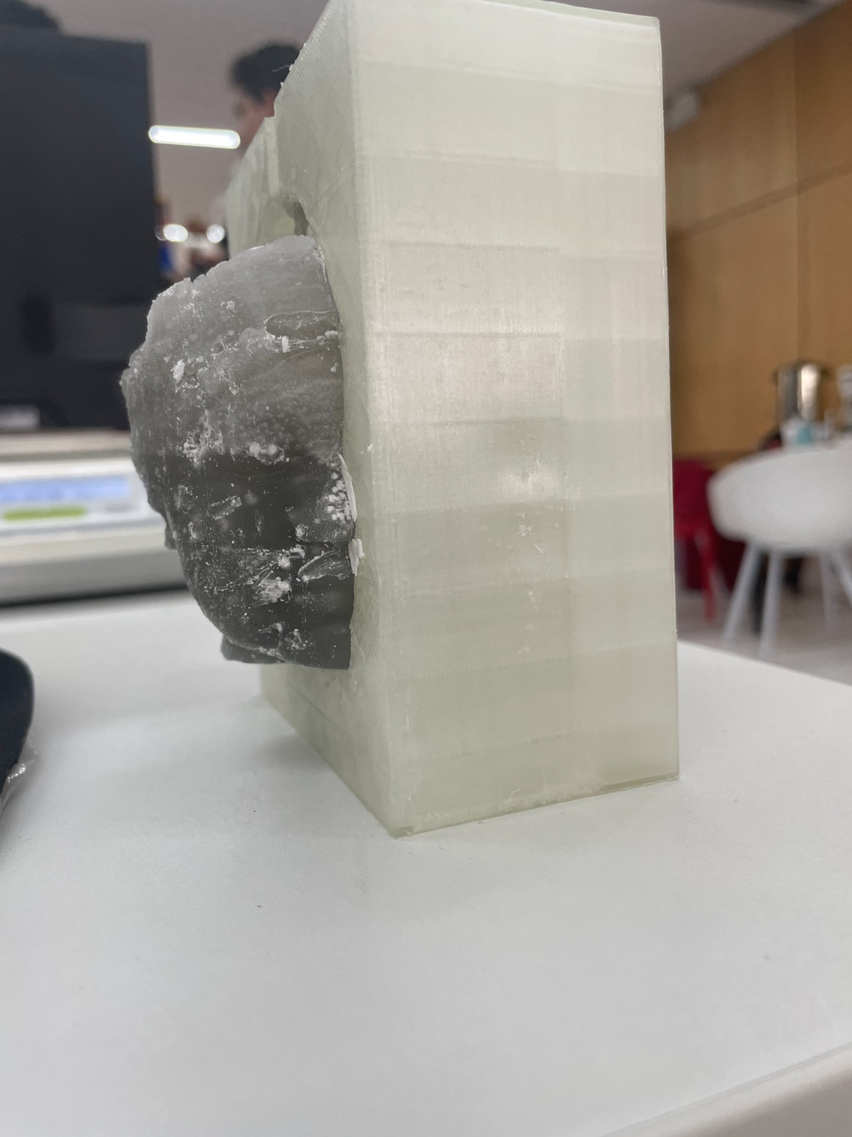3D printed mold with cast result on the side
