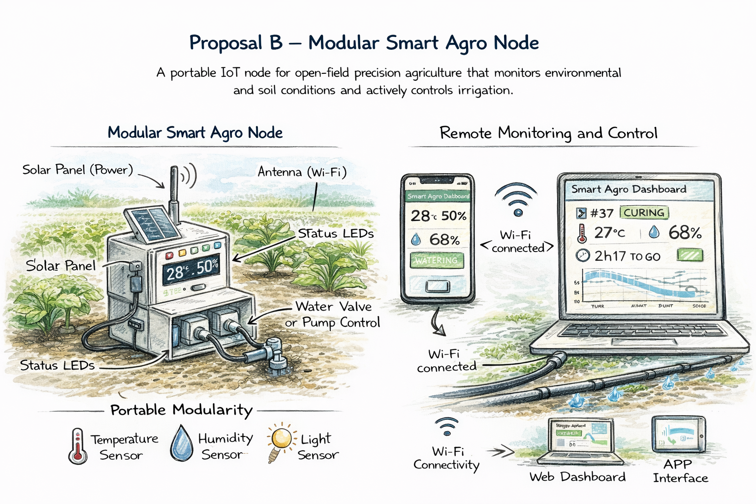 Sketch for Option B: Modular Smart Agro Node