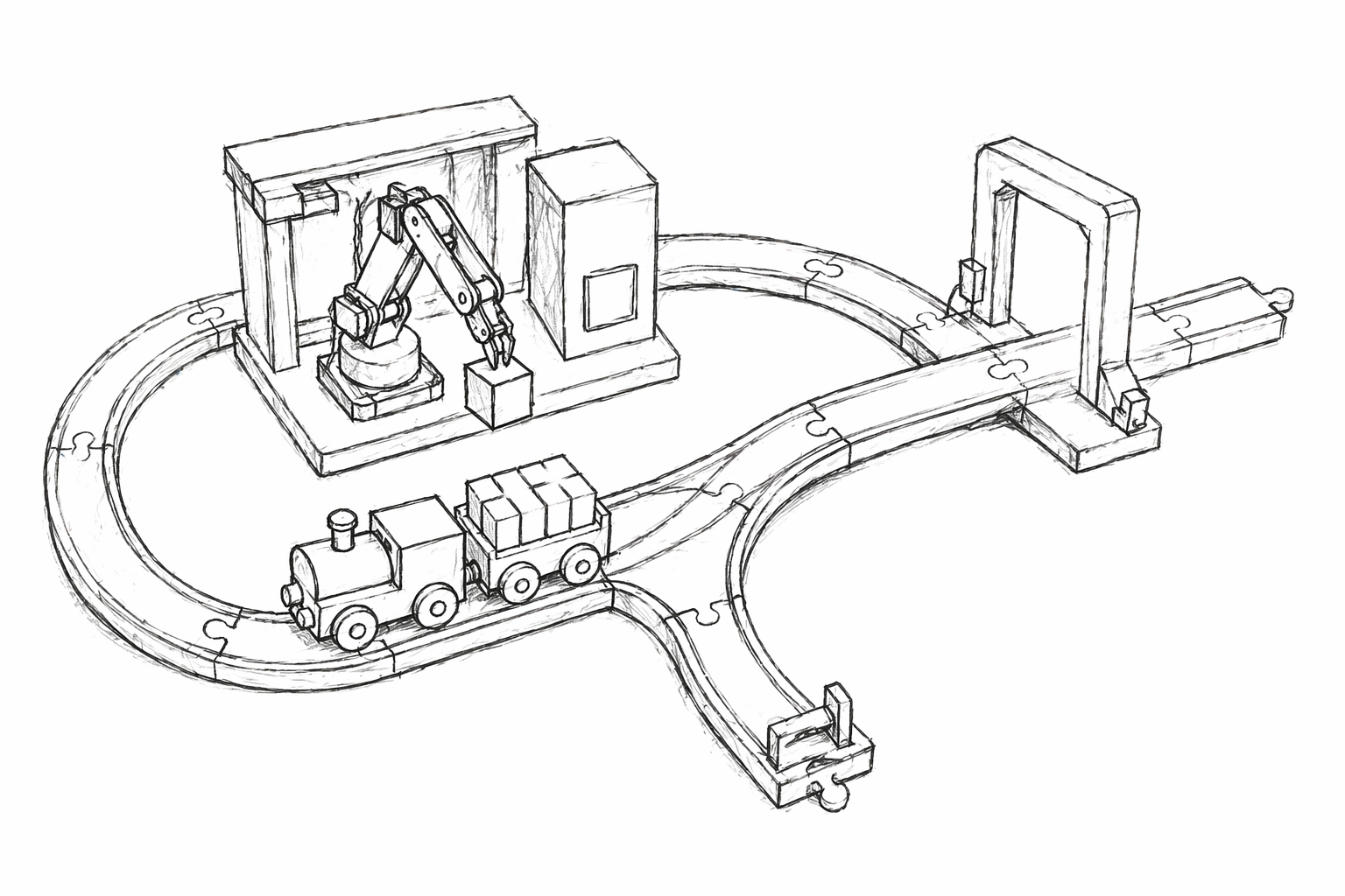 Hand sketch of Fab Train project