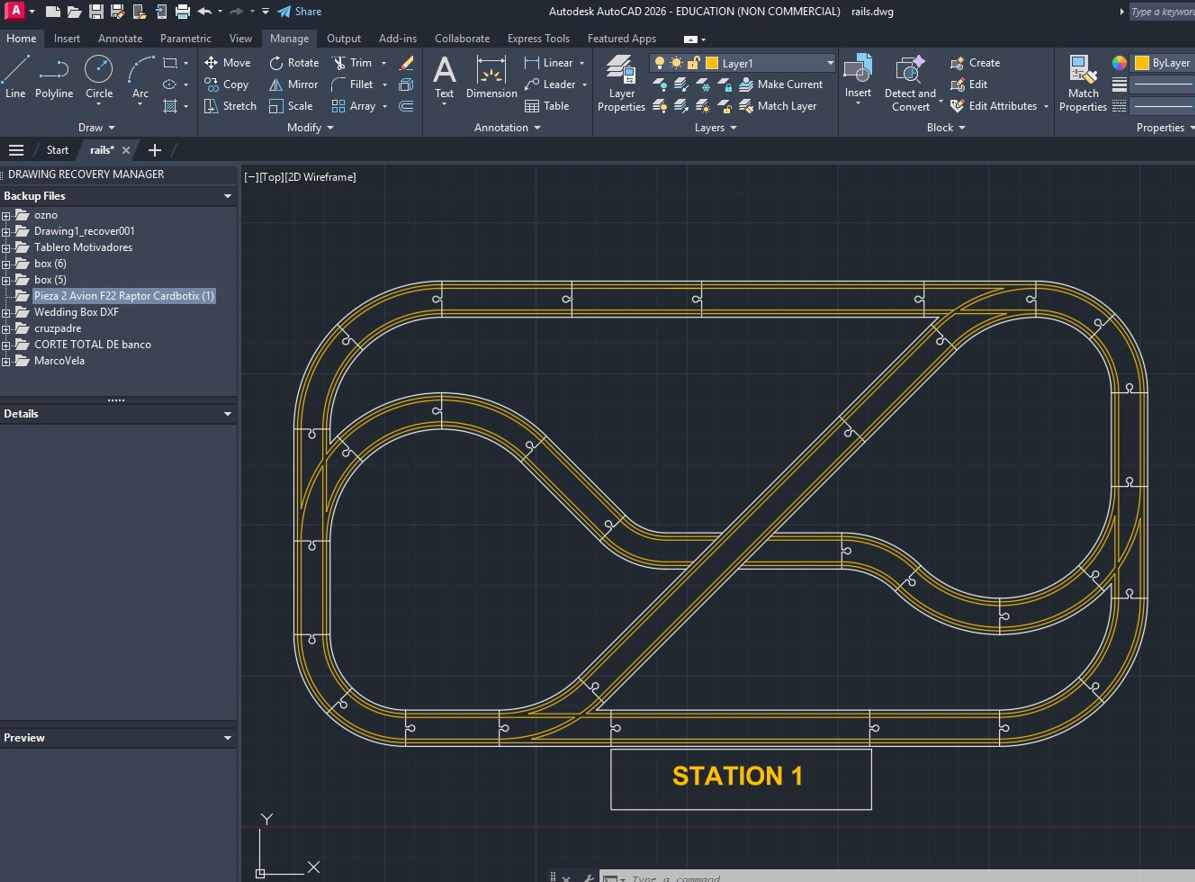 First MVP rail circuit in AutoCAD