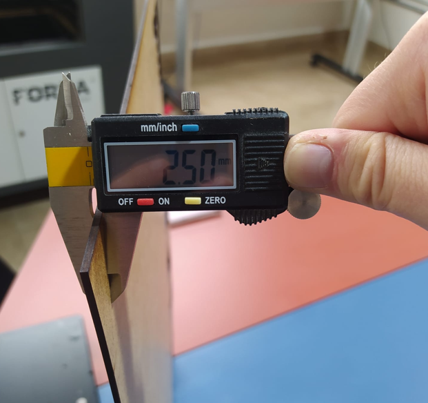 Measuring MDF thickness with caliper