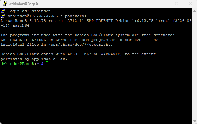 Raspberry Pi login terminal