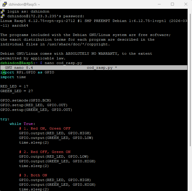 Creating Python program with nano