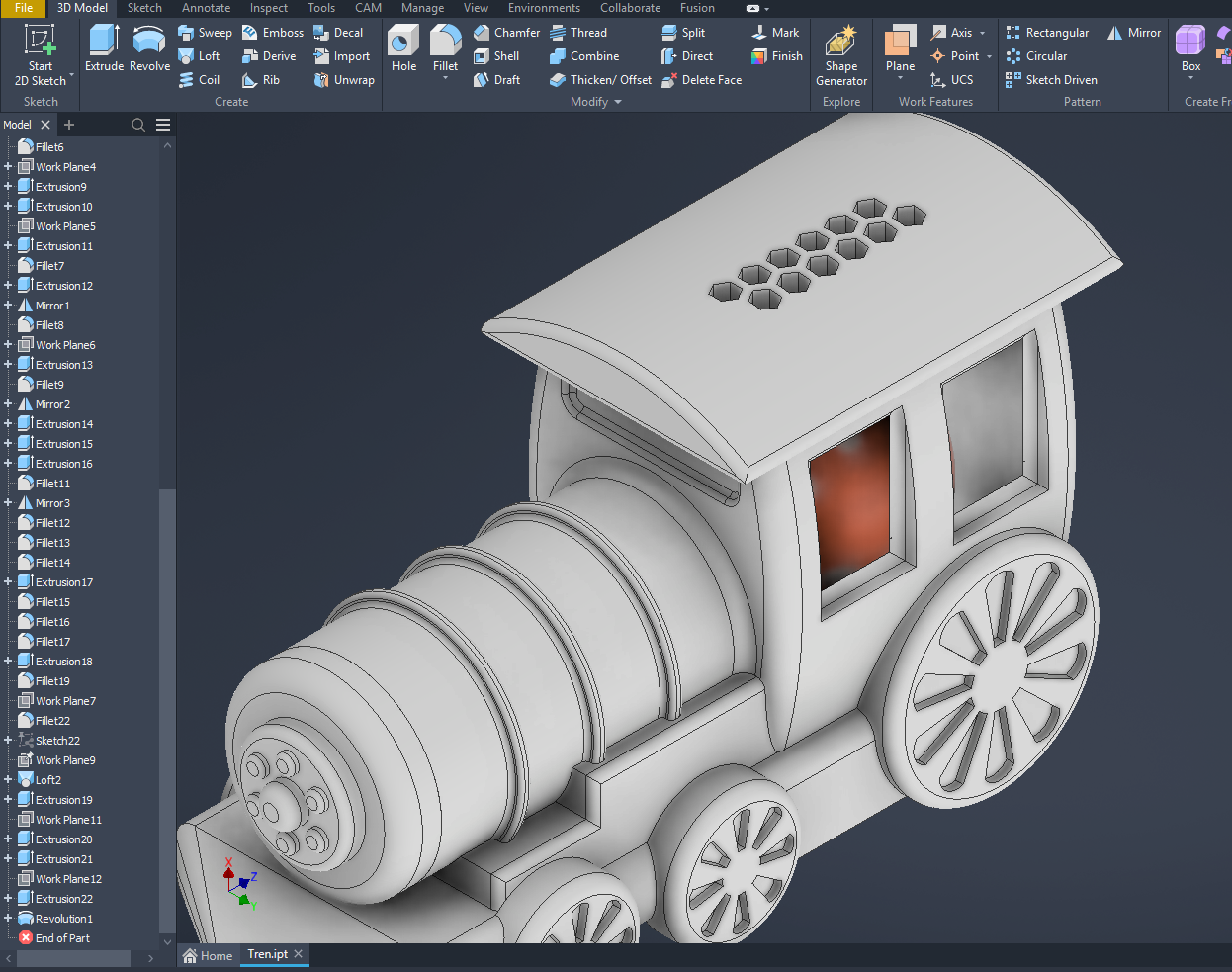 Second view of the 3D train model