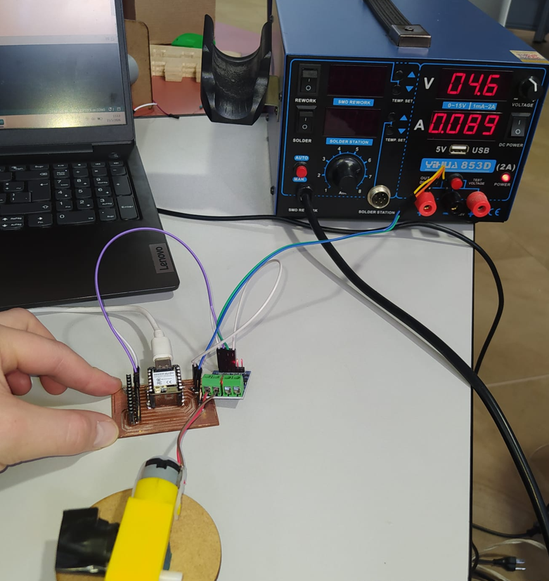 Circuit assembled with XIAO, L9110S driver, and DC motor