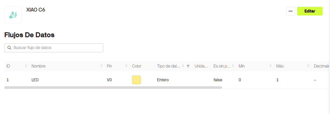 Blynk datastream V0 configuration