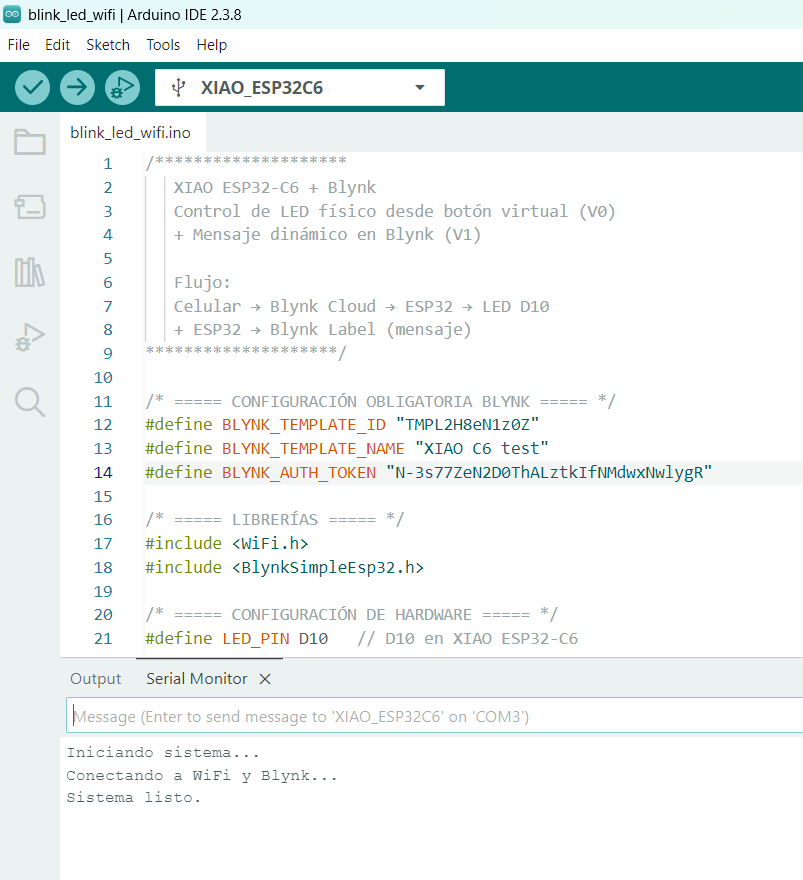 Arduino code and Serial Monitor connection test