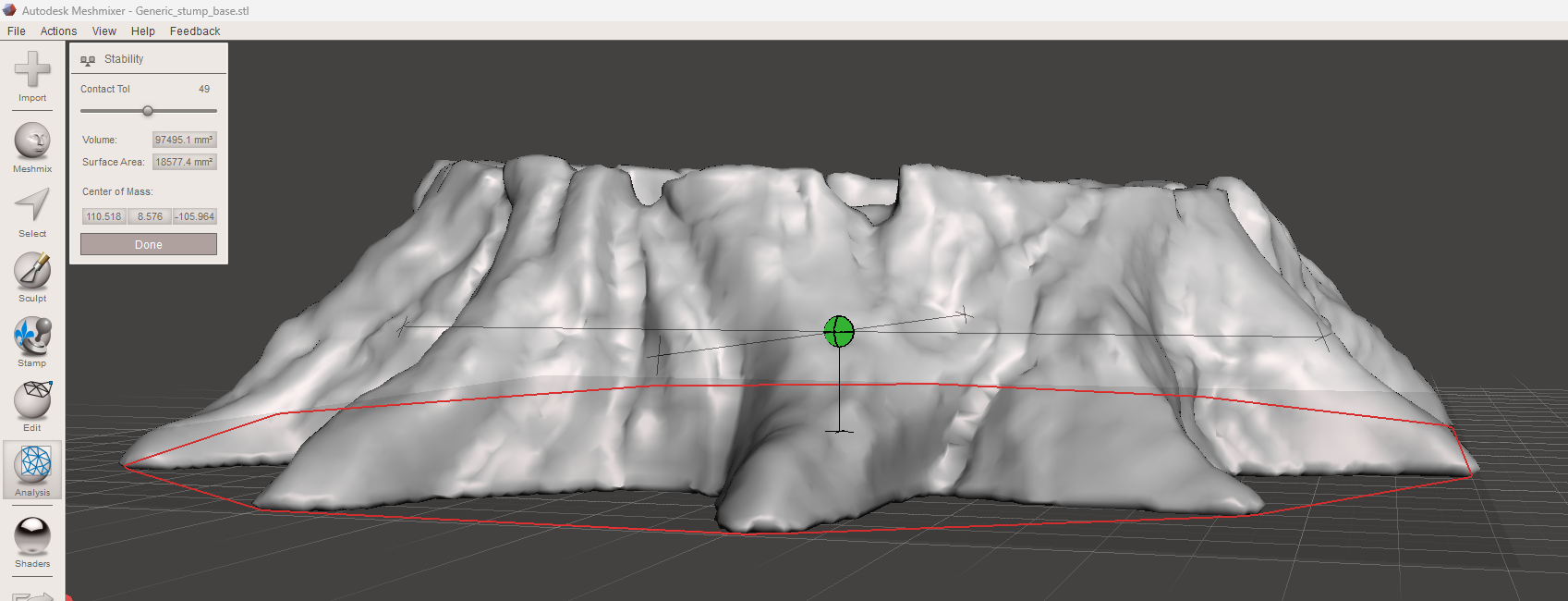 Volume calculation in Meshmixer