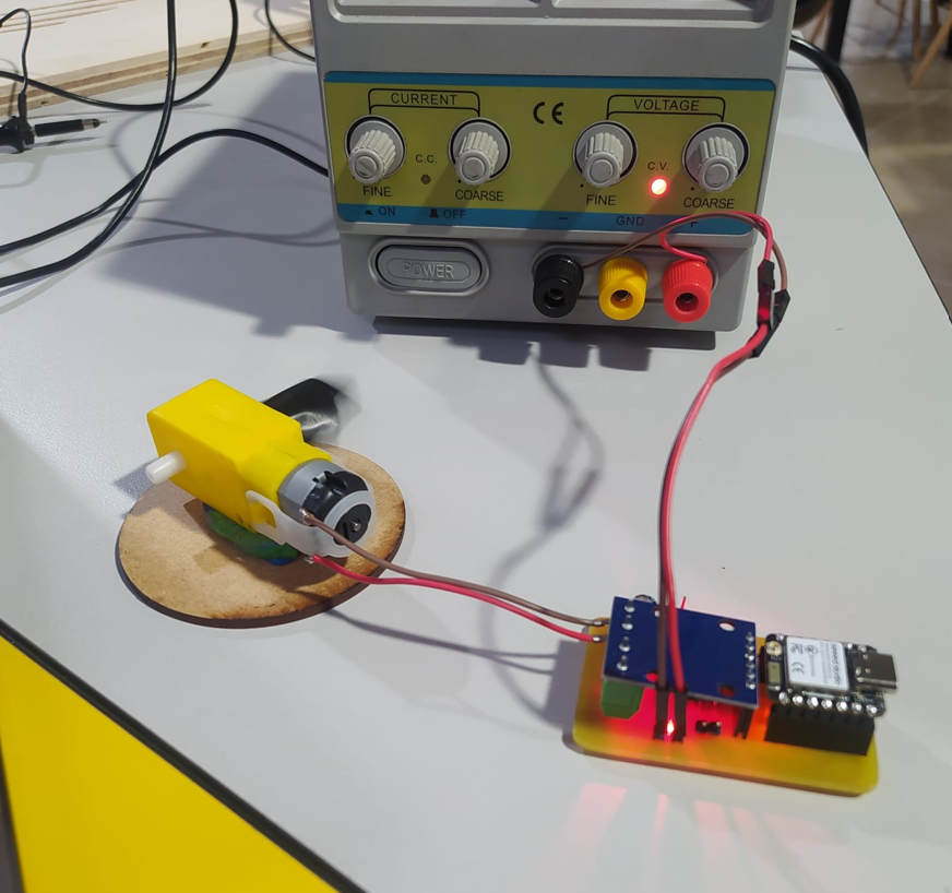 Final PCB working with power supply bottom view