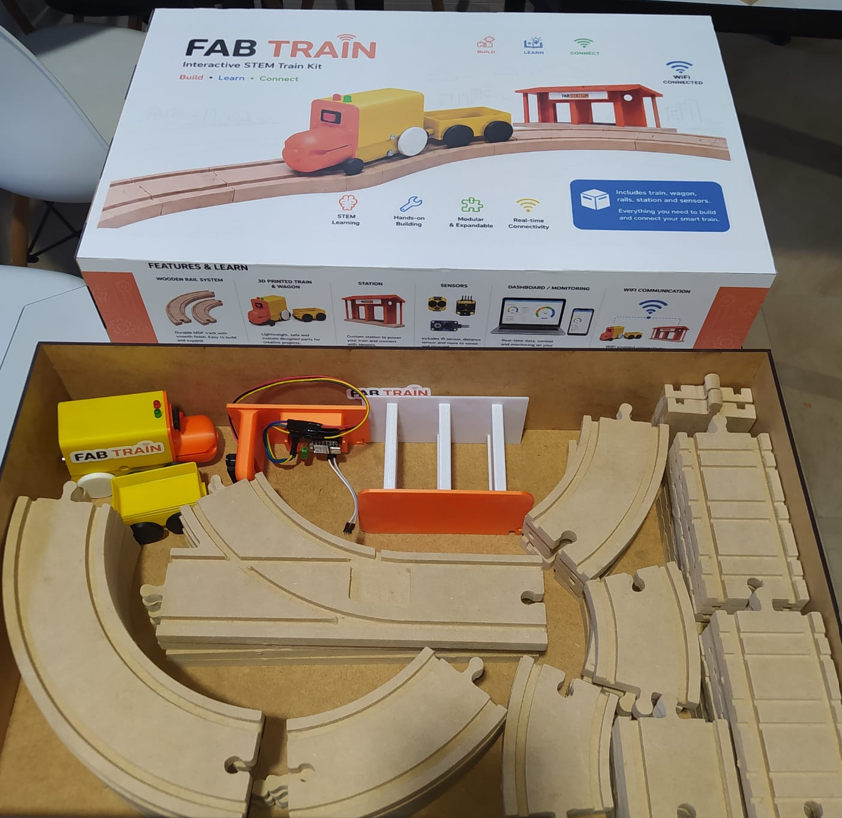 Fab Train packaging with all components inside