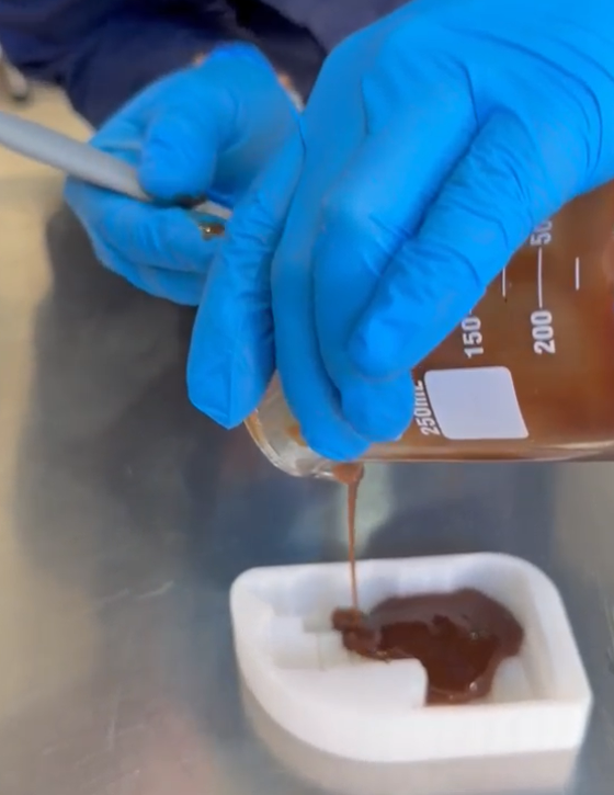 Casting biomaterial into TPU mold
