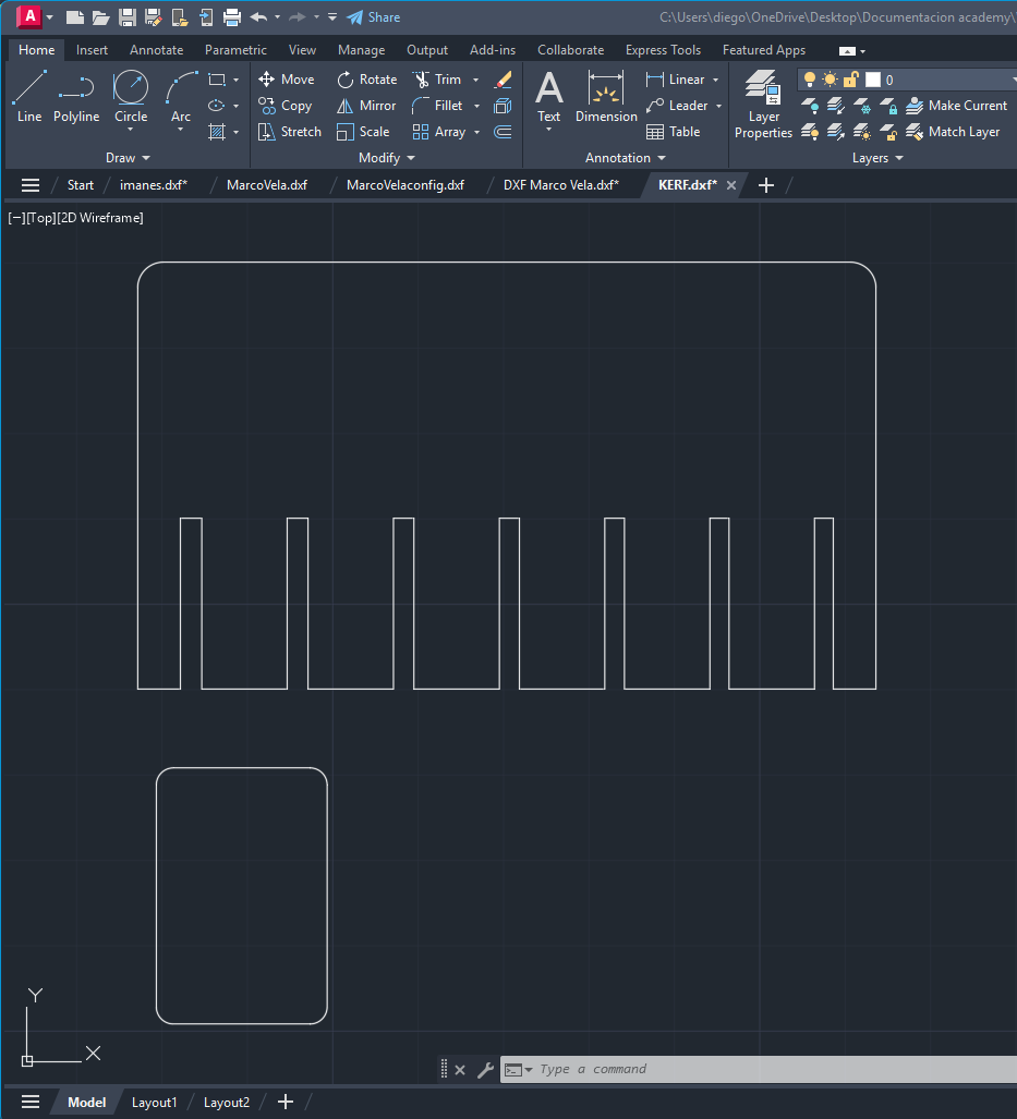 Kerf test designed in AutoCAD