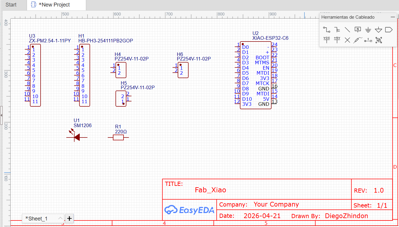 Components placed in schematic workspace