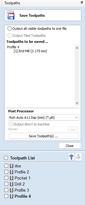 CNC controller selection in Aspire