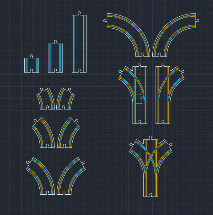 Different wooden rail designs in AutoCAD