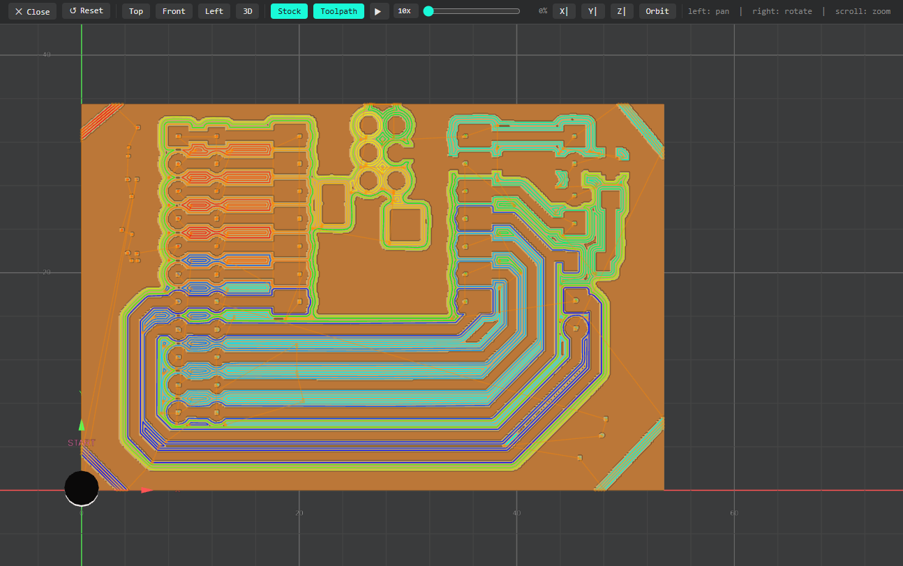 PCB toolpath trajectories in Mods