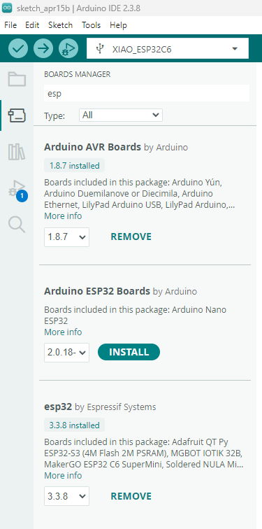 ESP32 package installation in Arduino IDE