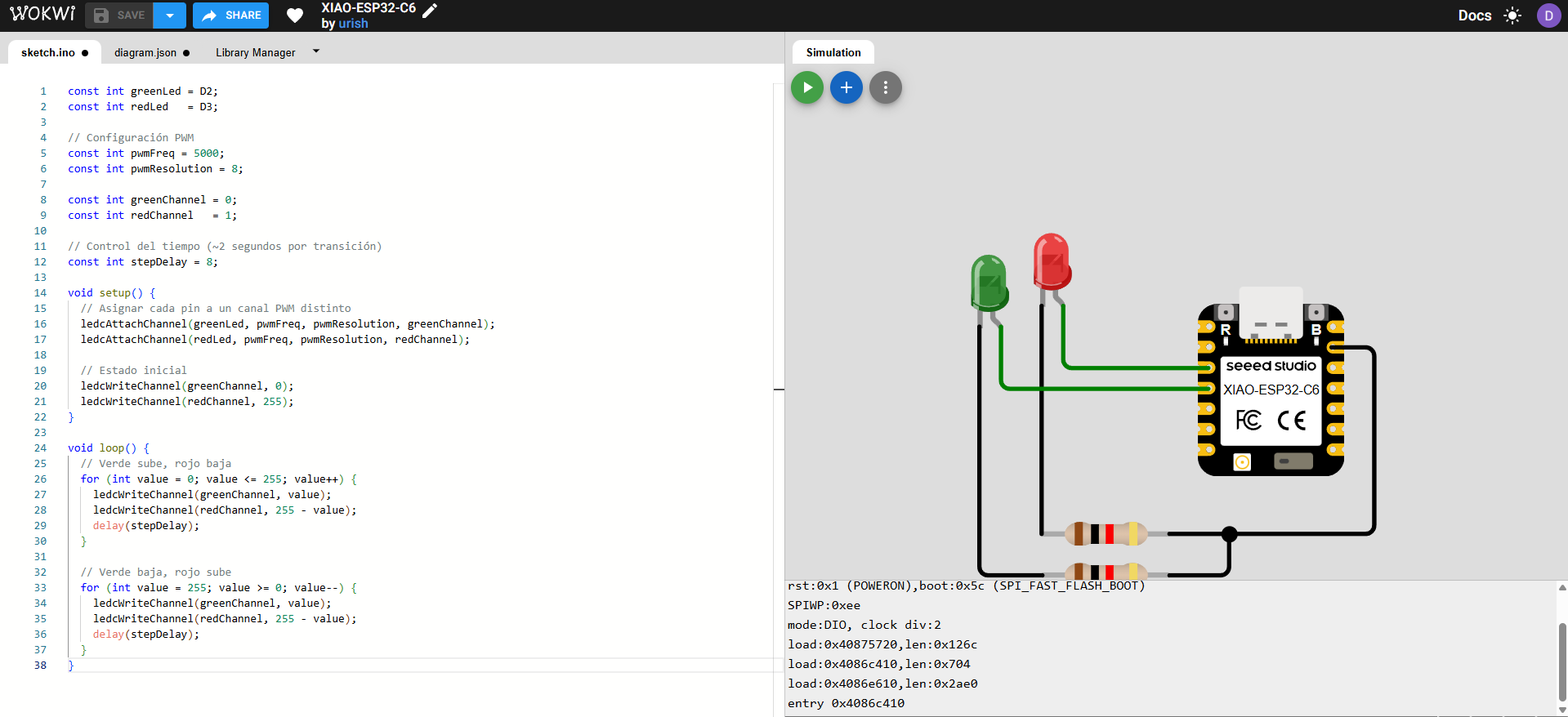 Wokwi simulation for XIAO