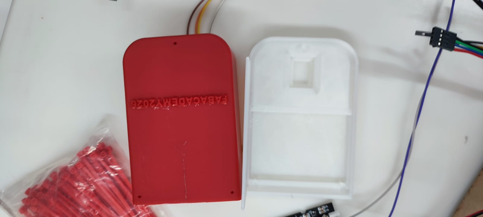 Printed red and white wiring case parts