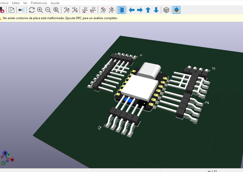 KiCad 3D view of OrquiWall PCB