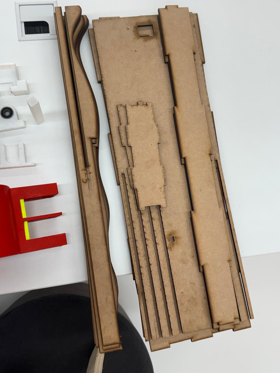 Stack of laser cut MDF frame parts