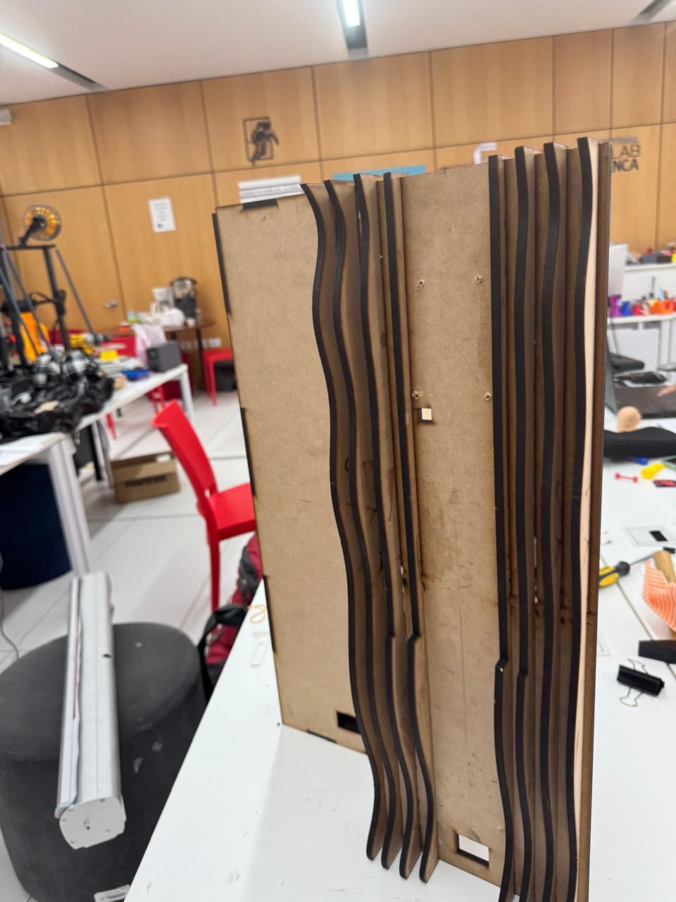 Front view of assembled organic wall frame