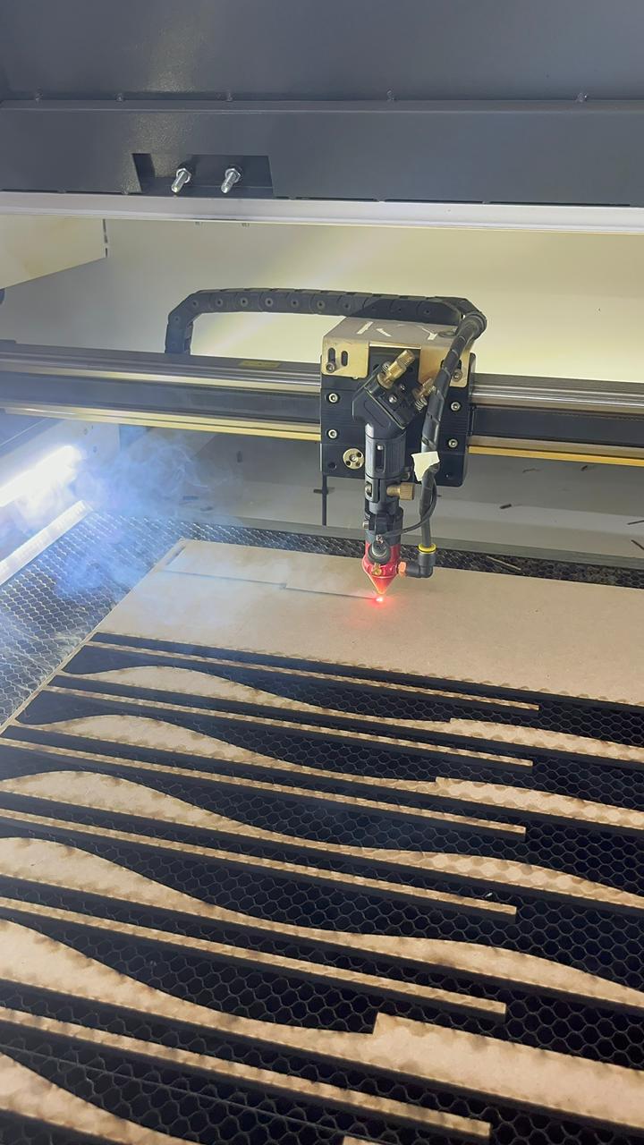 Laser cutting the MDF wall frame parts