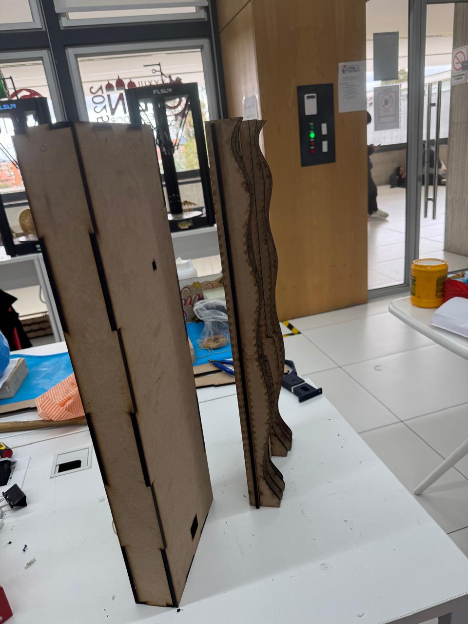 Side view of assembled wall frame